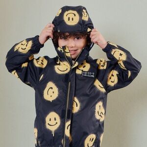 Moi Black and Yellow Smiley Raincoat